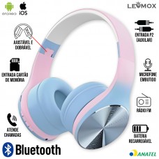 Headphone Bluetooth LEF-1060 Lehmox - Azul Rosa